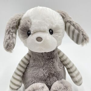 Ebba 10" Grayson Light Gray Striped Plush Dog Puppy Baby Stuffed Animal Aurora